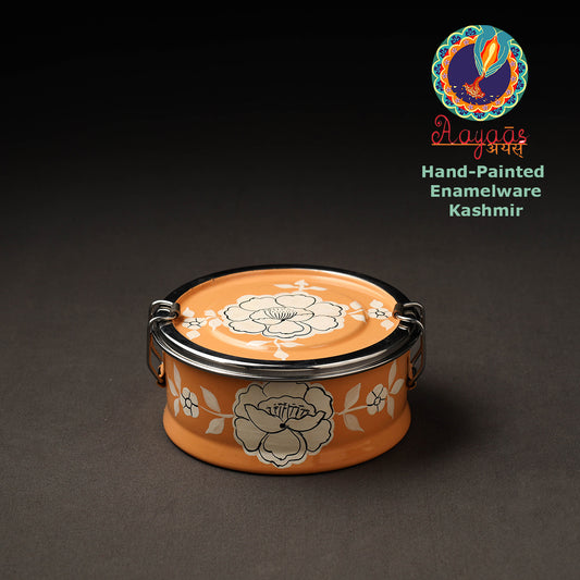 Kashmir Enamelware Floral Handpainted Stainless Steel Round Lunch Box
