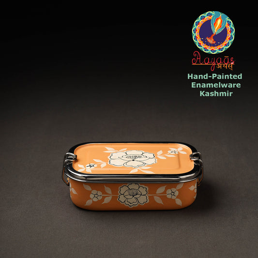 Kashmir Enamelware Floral Handpainted Stainless Steel Rectangle Lunch Box