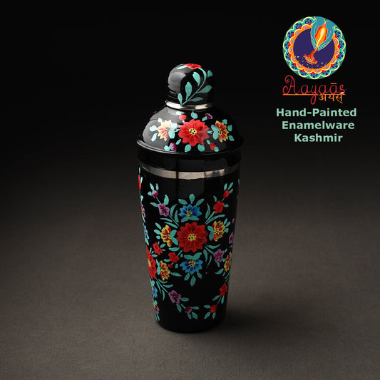 Kashmir Enamelware Floral Handpainted Stainless Steel Cocktail Shaker