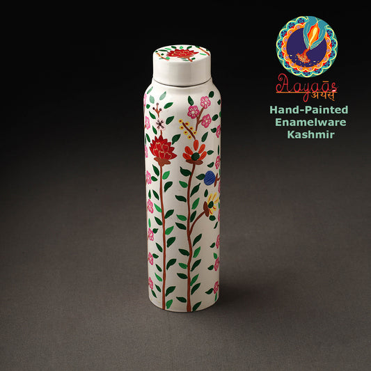 Floral Handpainted Enamelware Stainless Steel Water Bottle (1 Ltr)