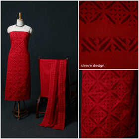 Barmer Applique Cutwork Cotton 3pc Unstitched Dress Material Suit Set 13