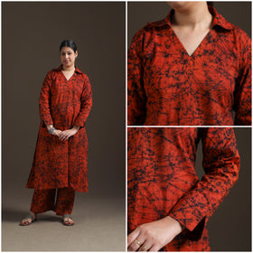 Hand Batik Print Cotton Straight Kurta with Palazzo Set for women 17