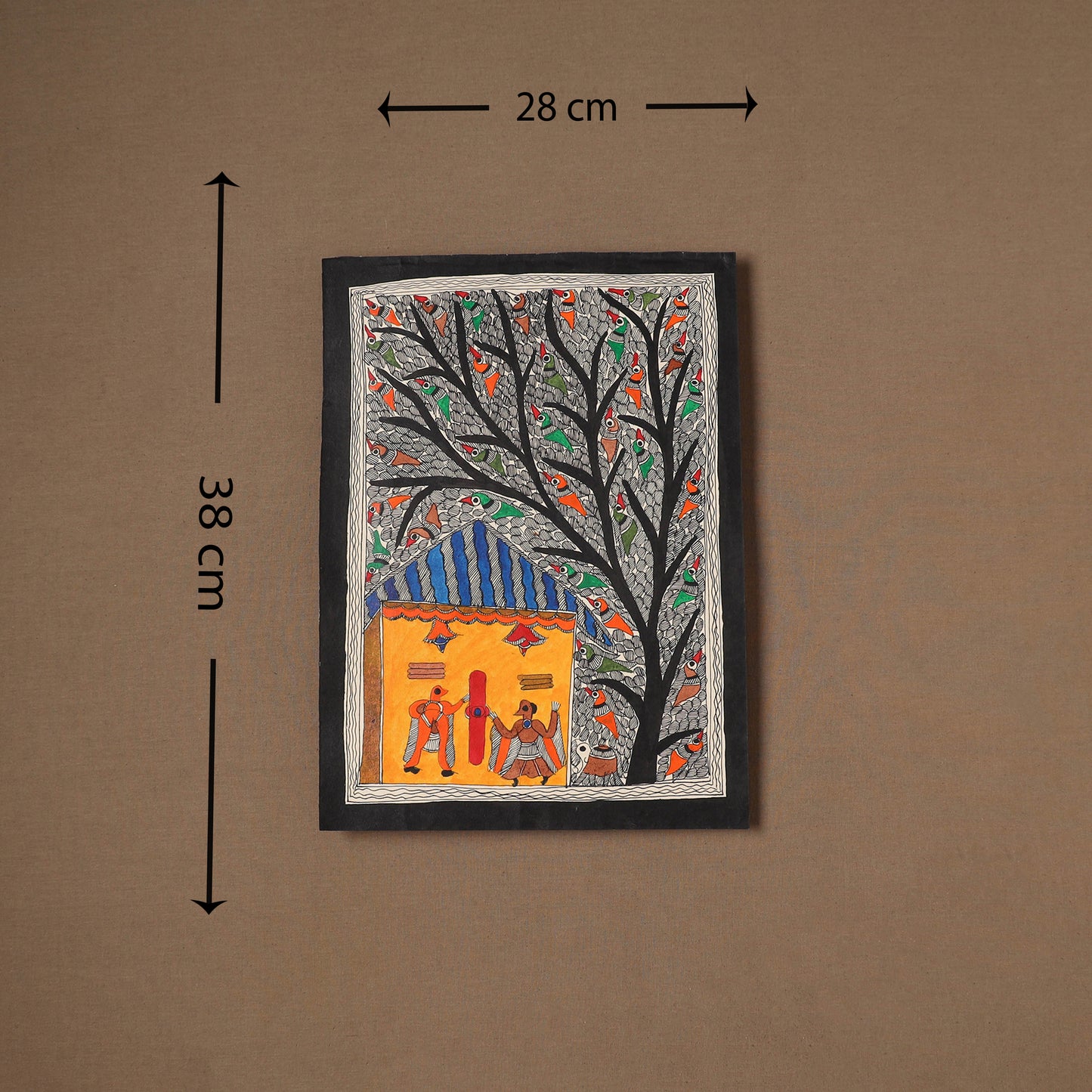 Handpainted Madhubani Painting by Santosh Paswan (15 x 11 in) 13