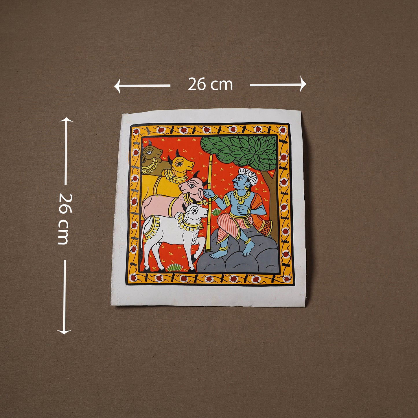 Handpainted Cheriyal Scroll Painting by Dhanalakota Sai Kiran (10 x 10 in) 11