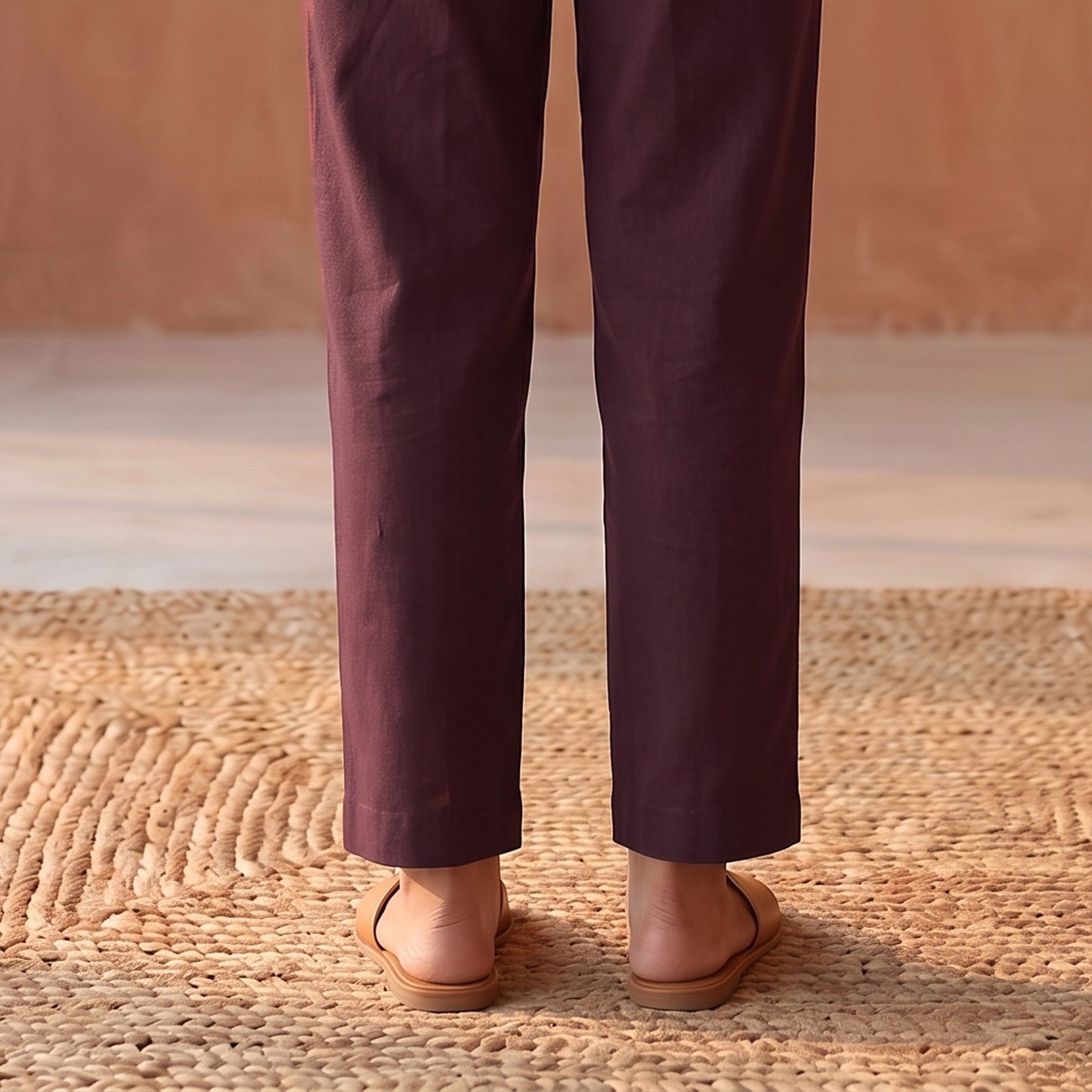 Elastic Waist Cotton Plain Palazzo for Women 34