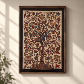 Kalamkari art wall hanging with tree of life motif by pitchuka srinivas (72 x 60 in)