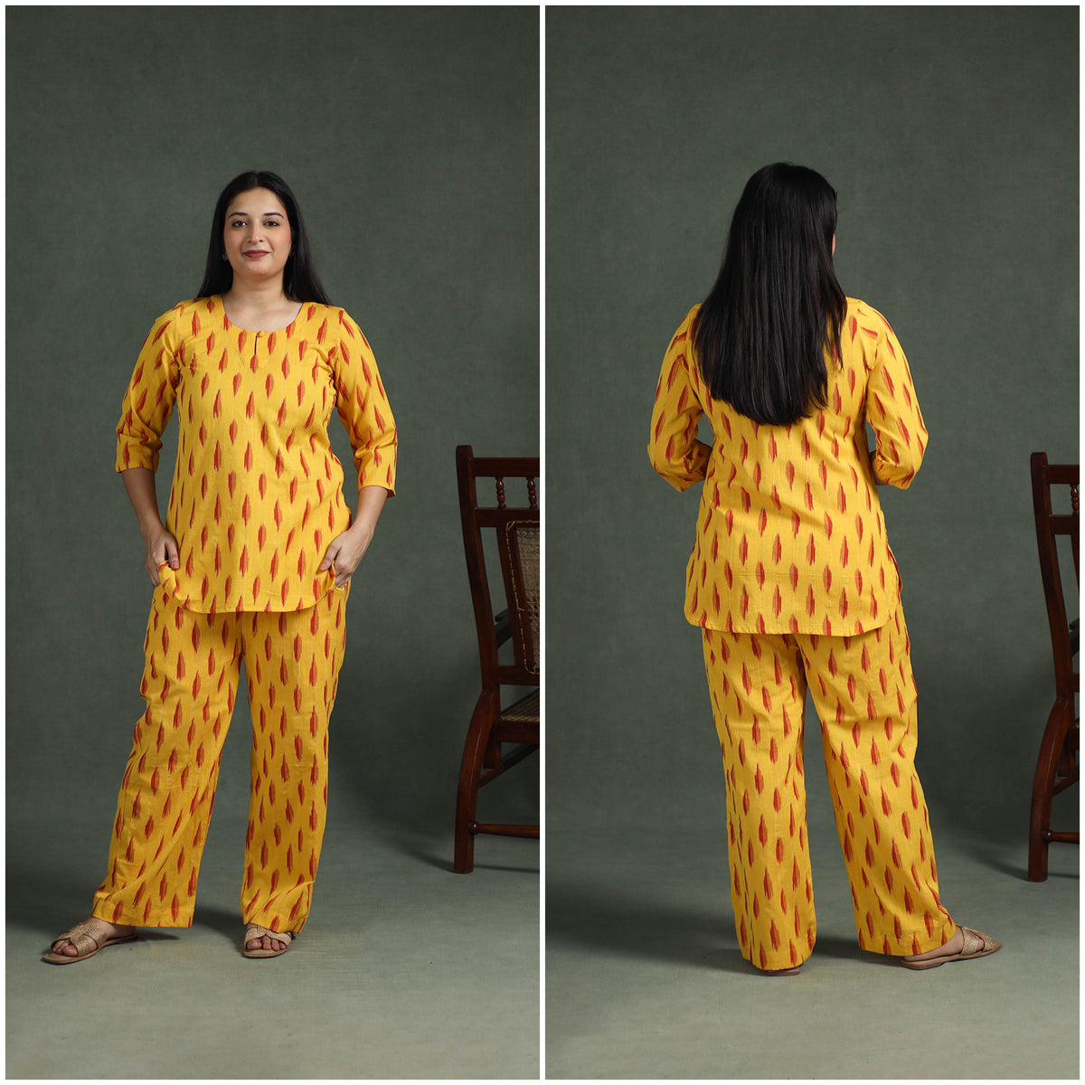 Pochampally Ikat Cotton Night Suit Set for Women 16