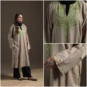 Kashmiri Aari Hand Embroidered Handwoven Merino Wool Pheran 11