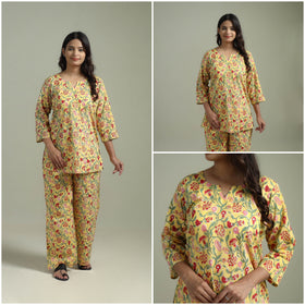 Sanganeri Floral Printed Cotton Night Suit for Women 03