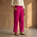 Pink - Gota Work Cotton Lycra Elasticated Plain Pant for Women 07