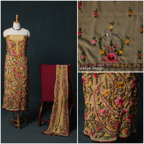 Hand Embroidered Georgette 3pc Unstitched Dress Material Suit Set 12