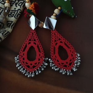 Bindurekha Red & Silver Earrings