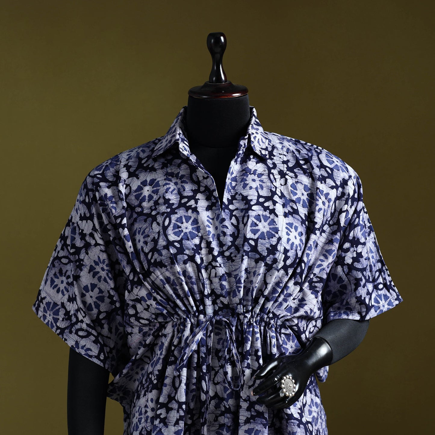 Hand batik cotton short kaftan 09 - handcrafted