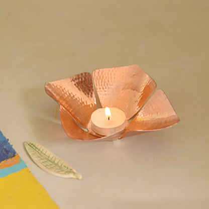 Foliole Copper Tea Light Holder