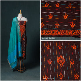 Lucknowi Chikankari Hand Work Unstitched Dress Material: Kurta & Dupatta with Jewellery 55