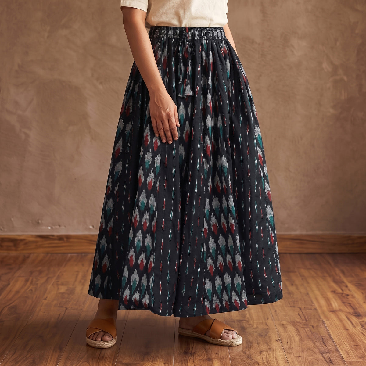 Pochampally Ikat 24 Kali Cotton Long Skirt 14