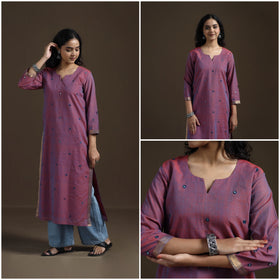 Mangalagiri Pure Handwoven Cotton Mirror Work Straight Kurta for women 18