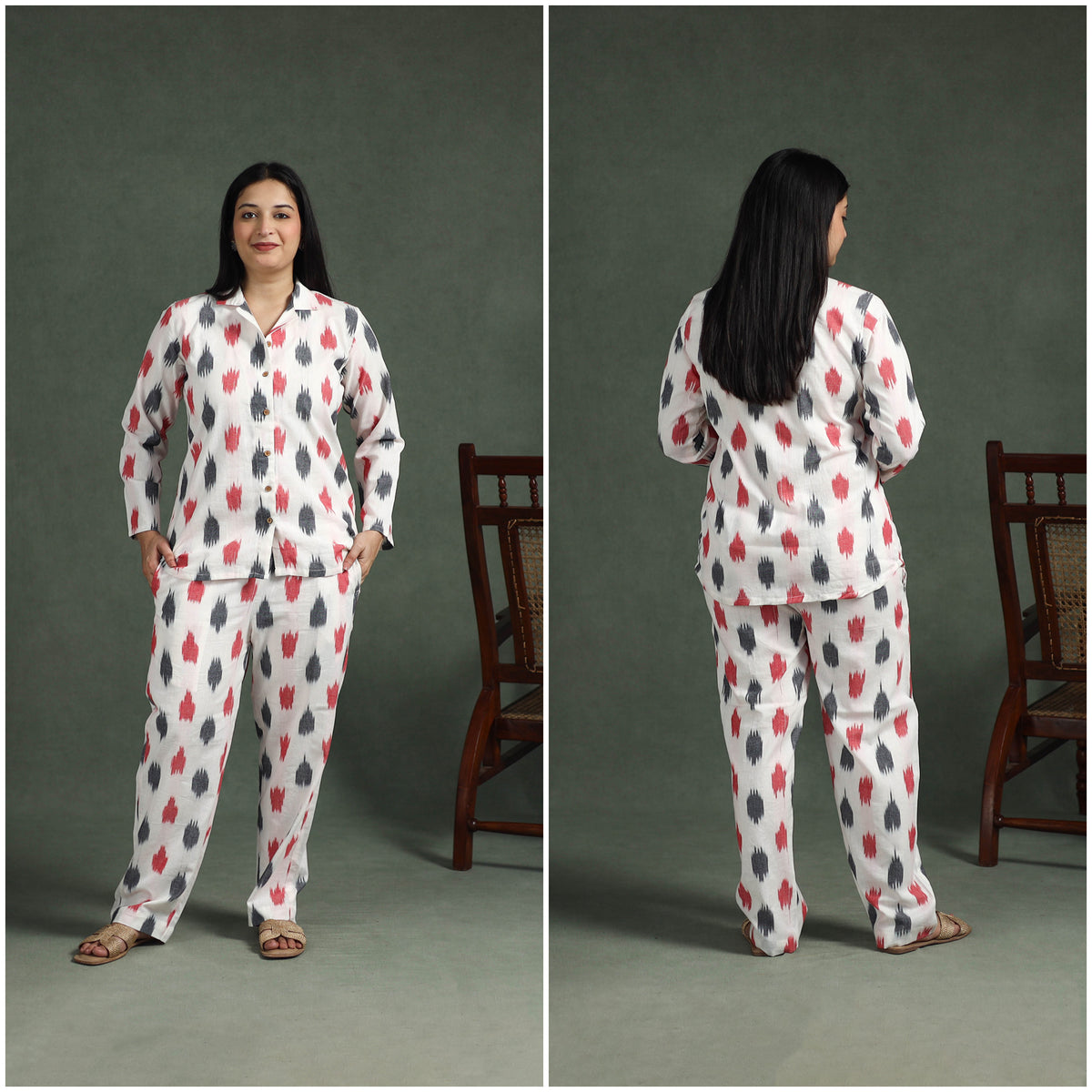 Pochampally Ikat Cotton Night Suit Set for Women 12