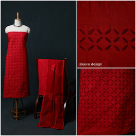 Barmer Applique Cutwork Cotton 3pc Unstitched Dress Material Suit Set 14