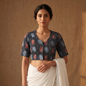 Ajrakh Hand Block Print Modal Silk Readymade Blouse 18
