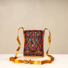 Yellow - multicolor - kutch ahir embroidery mashru silk