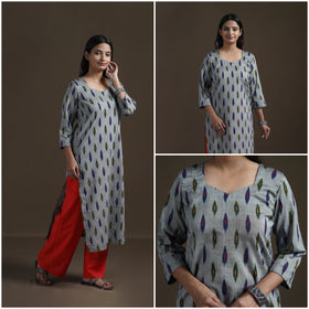 Pochampally Ikat Cotton Straight Kurta for Women 19