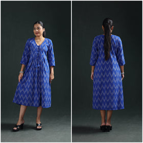 Pochampally Ikat Cotton Flared Long Dress for Women 05