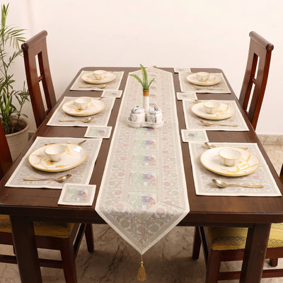 13pc Dining Table Linen Set in Brocade Banarasi Silk 06