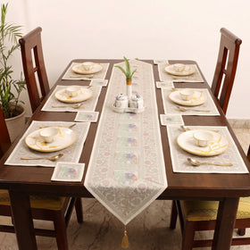 13pc Dining Table Linen Set in Brocade Banarasi Silk 06