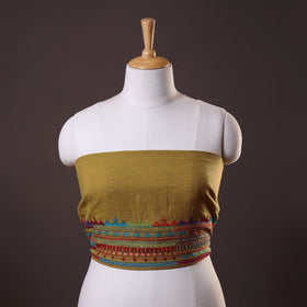 Brown Lambani Embroidery Handspun Cotton Blouse Piece