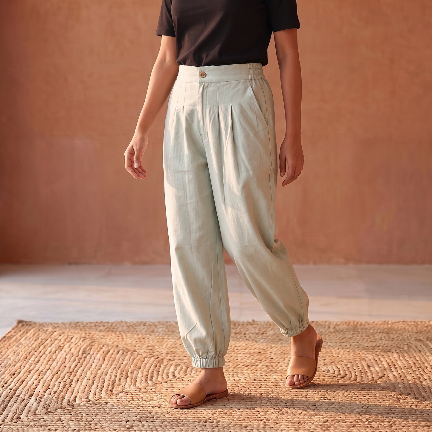 Flex Cotton Elasticated Plain Pant for Women 10