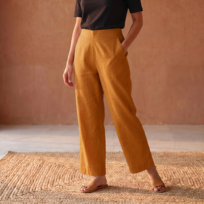 Elastic Waist Cotton Plain Palazzo for Women 42