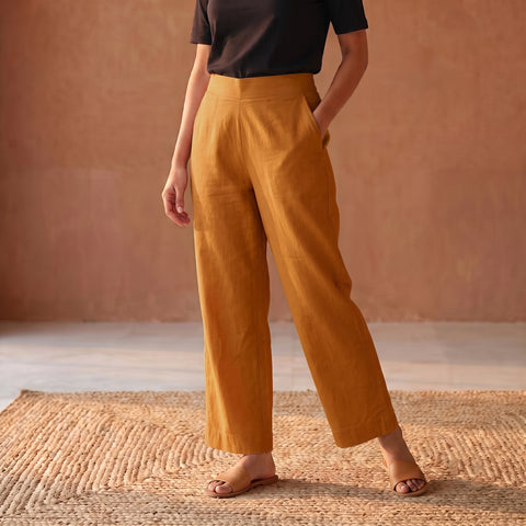 Elastic Waist Cotton Plain Palazzo for Women 42