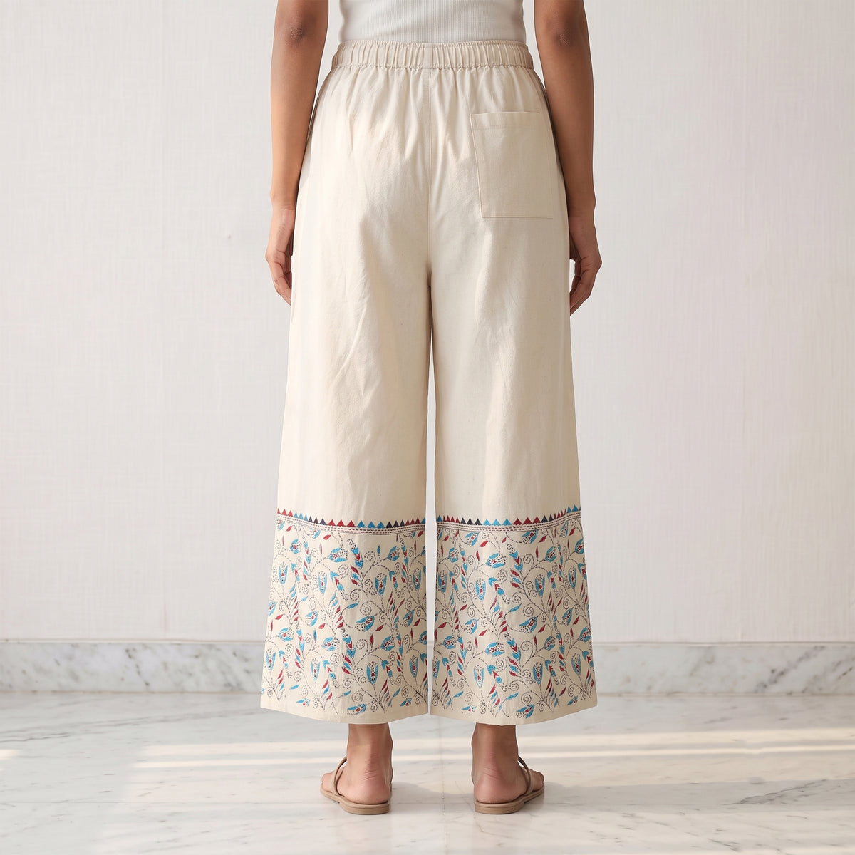 Bengal Kantha Hand Embroidered Cotton Palazzo 03