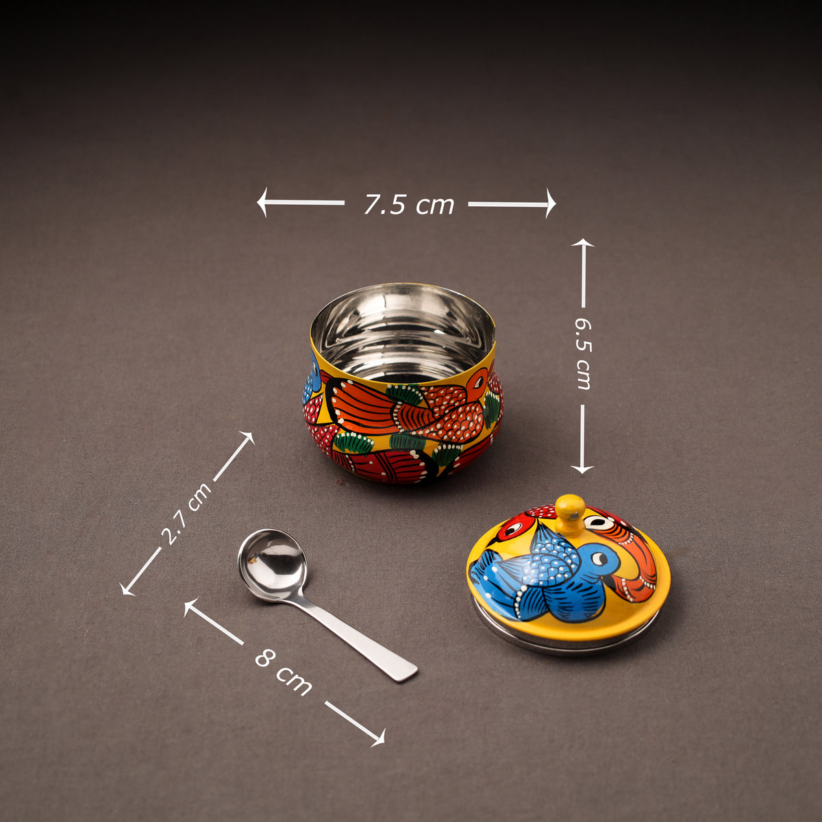 Bengal Patua Handpainted Stainless Steel Ghee Pot 11