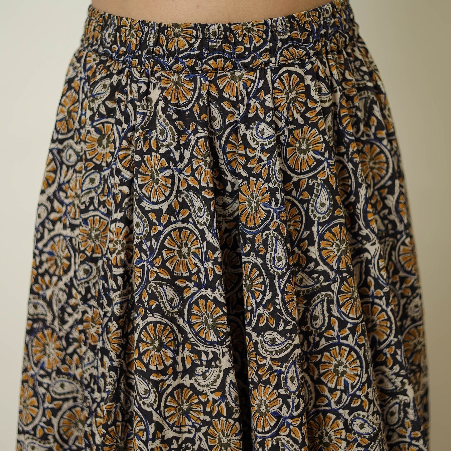 Multicolor - hand printed cotton long bagru skirt 03