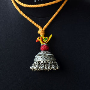 Bindurekha Silver Birdie Jhumka Necklace