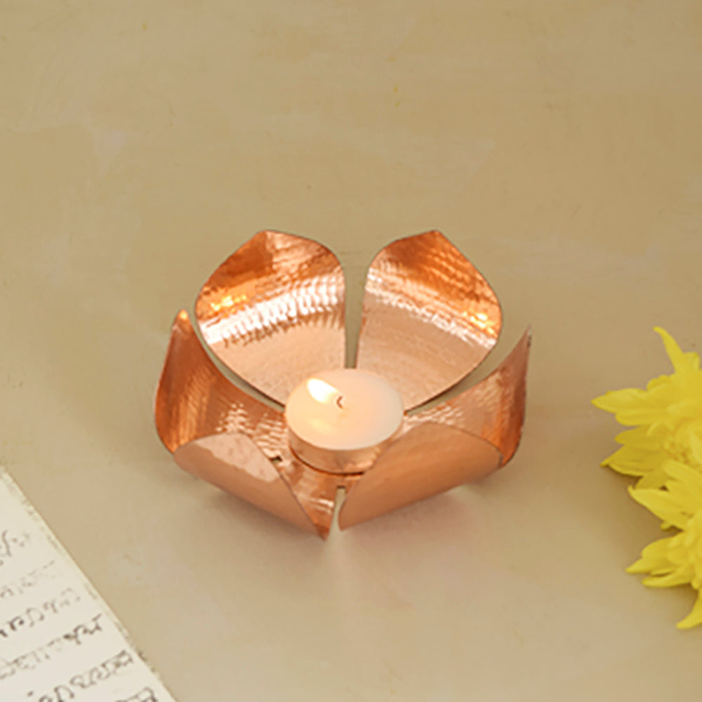 Petiole Copper Tea Light Holder