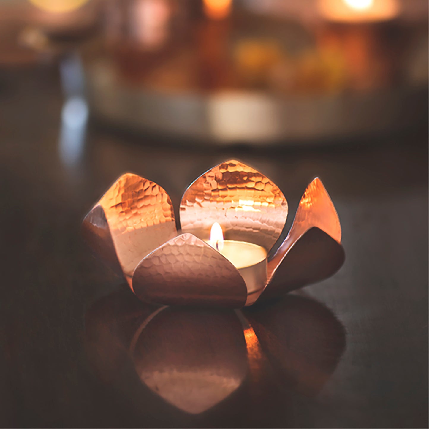 Petiole Copper Tea Light Holder