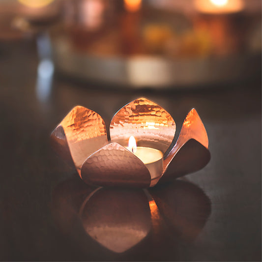 Petiole Copper Tea Light Holder