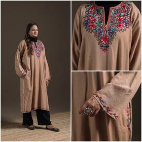 Kashmiri Aari Hand Embroidered Handwoven Merino Wool Pheran 13