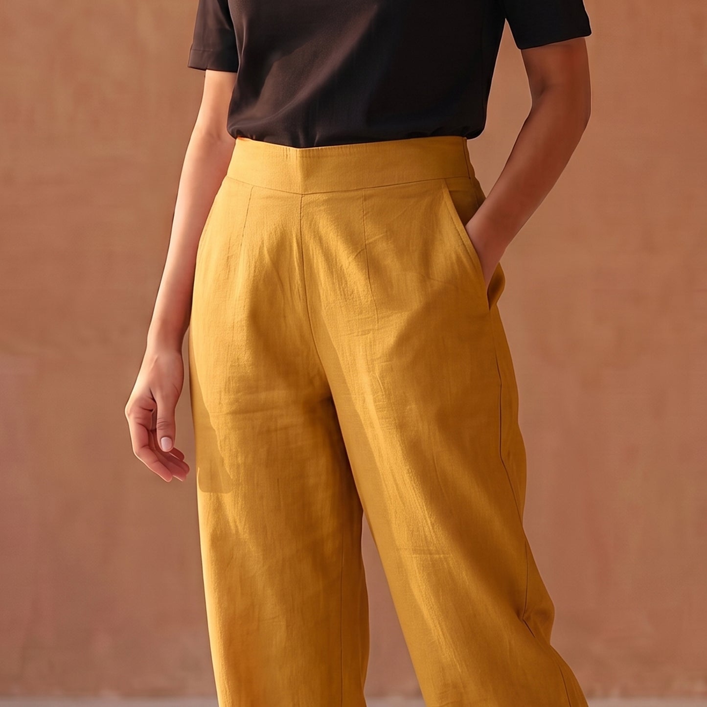 Elastic Waist Cotton Plain Palazzo for Women 10
