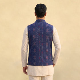 Sambalpuri Ikat Weave Cotton Men Nehru Jacket 11