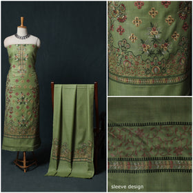 3pc Heavy Embroidered Wool Unstitched Dress Material Suit Set 57