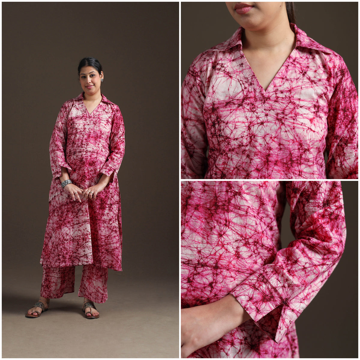 Hand Batik Print Cotton Straight Kurta with Palazzo Set for women 20