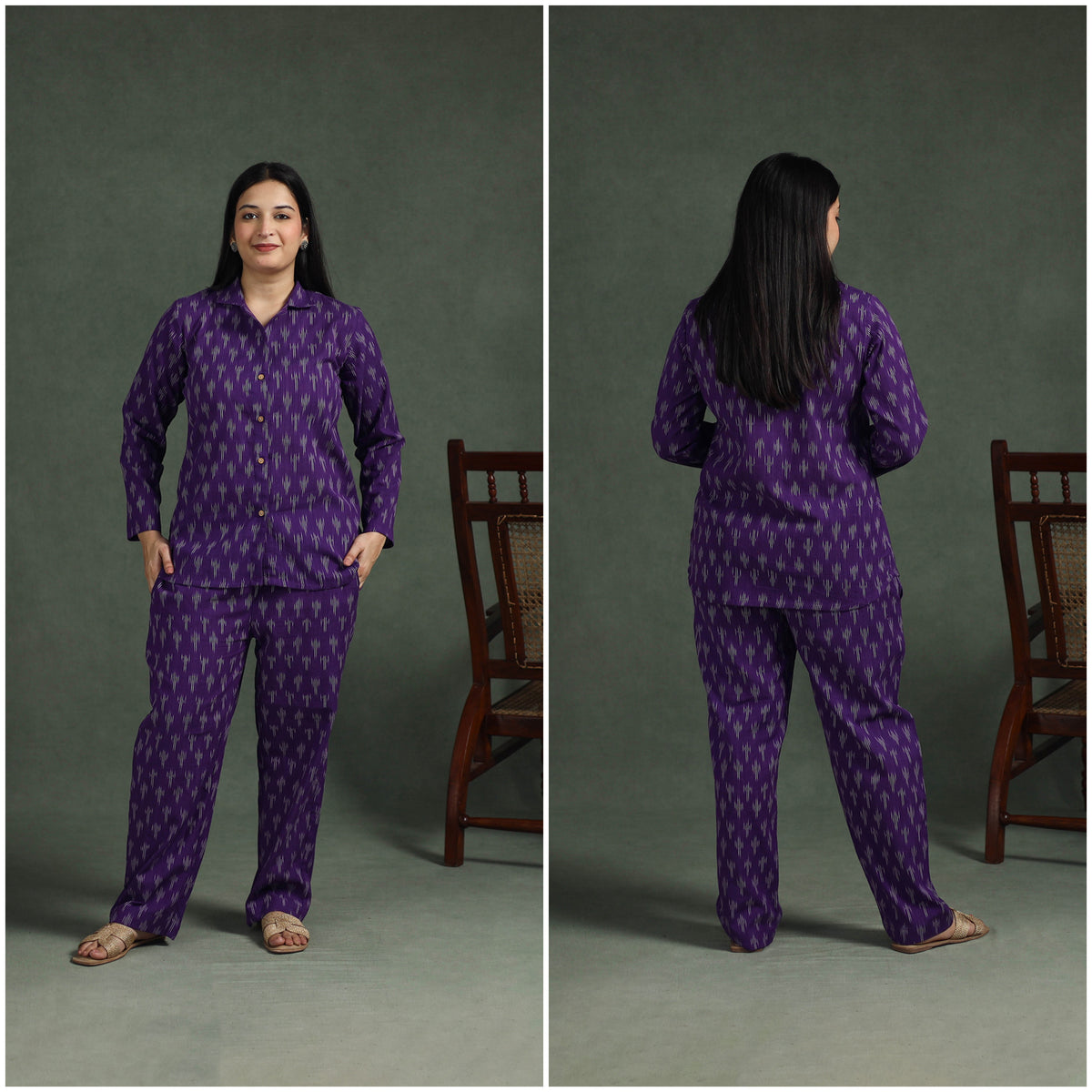 Pochampally Ikat Cotton Night Suit Set for Women 11