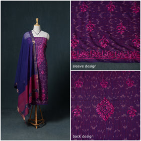 Lucknowi Chikankari Hand Work Unstitched Dress Material: Kurta & Dupatta with Jewellery 57
