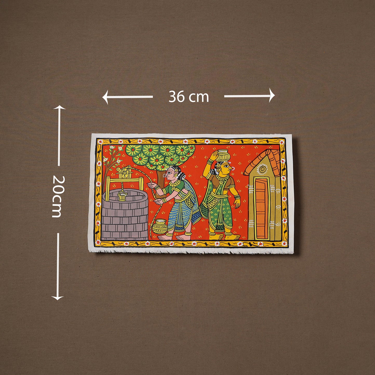 Handpainted Cheriyal Scroll Painting by Dhanalakota Sai Kiran (8 x 14 in) 08
