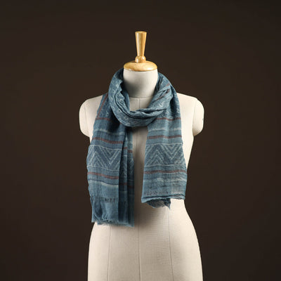 Natural dyed hand printed pure wool akola stole 02