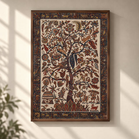 Kalamkari Art Wall Hanging with Tree of life Motif by Pitchuka Srinivas (72 x 60 in) 15
